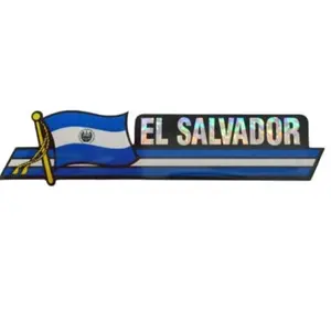 El Salvador Bumper Sticker / El Salvador Flag Sticker / "3 x 11 3/4" El Salvador Bumper Sticker