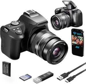 4K HD Digital Camera 10X Optical Zoom Vlogging Camera 64MP Autofocus for Photography with WiFi, Compact Camera with 32GB SD Card , USB Card Reader & Charging Stand For Photographer 32G SD For Gift