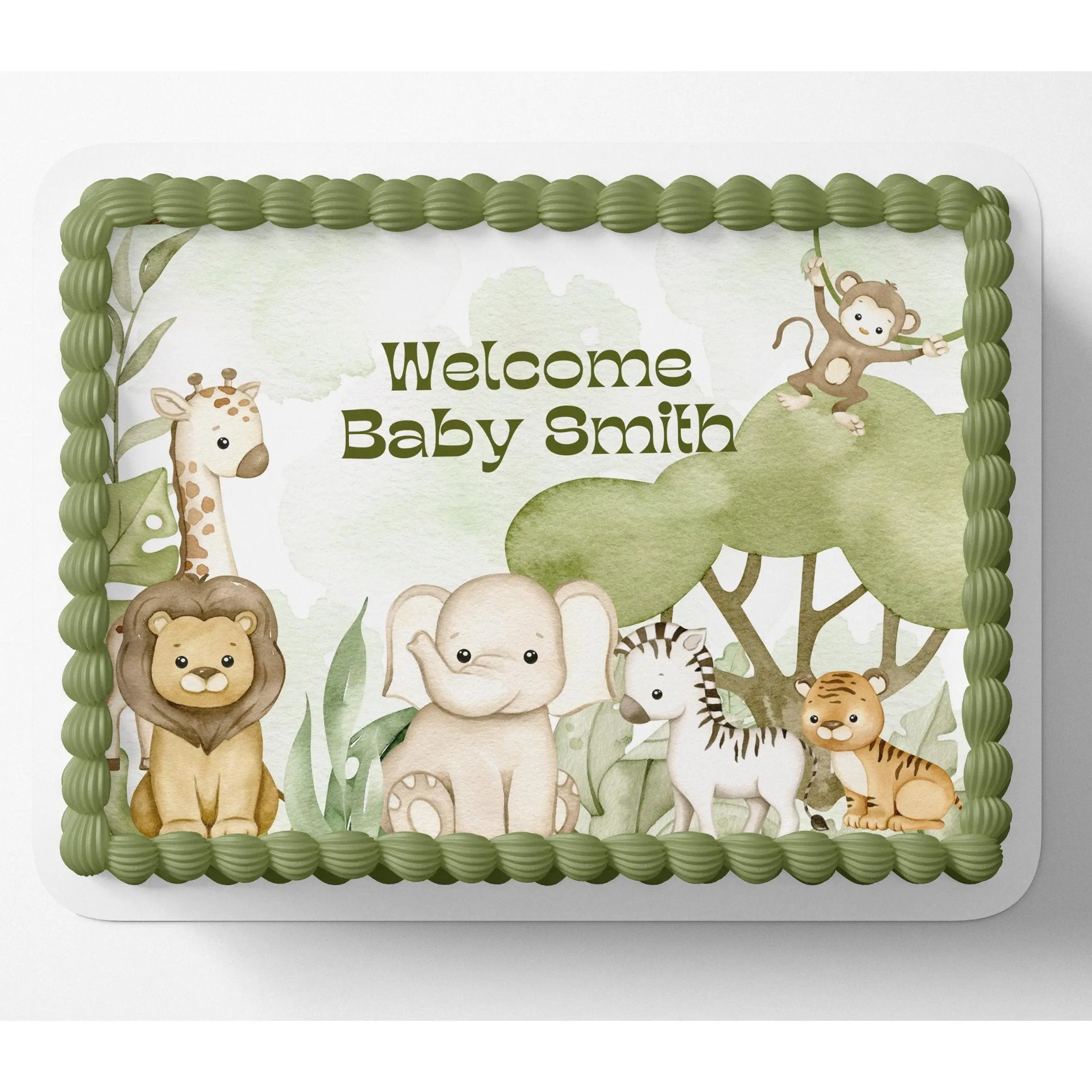 SAFARI BABY SHOWER Cake Topper Edible Image Jungle baby shower Edible Image Safari Baby shower cake Decorations Personalized cake topper