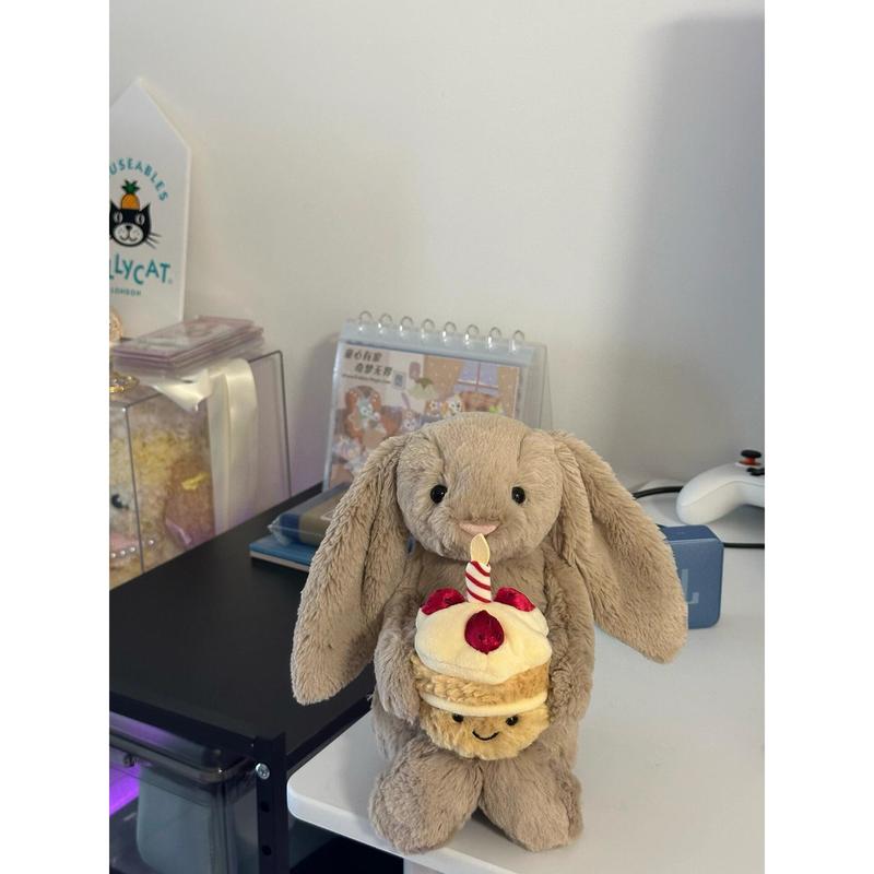 Shy Bugs Bunny Birthday Cake Cotton Plush Toy with Festive Cake Design for Kids Soft Cotton Material Perfect for Birthday Celebrations