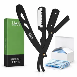 UM Supplies Straight Edge Razor With Extra Single Edge Replacable Blades