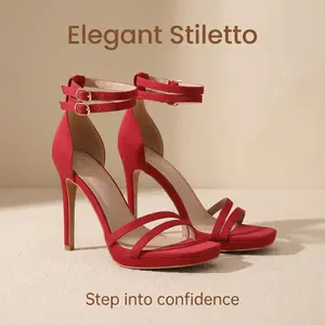 Women’s Open Toe Double Ankle Strap Stiletto Heels - Open Toe Platform Heels for Night Out & Event Glam Styling Women's Open Toe Ankle Strap Heels classy  shoes Women's Pointed High Heels with Bow Strap Footwear Sandal