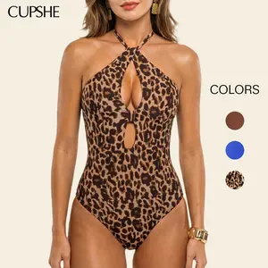 CUPSHE Bold Instinct Animal Print One-Piece | Elegant High Neck Halter Swimsuit | Body-Sculpting Monokini with Soft Cups for Summer swimwear Bathing suit #SummerVibes