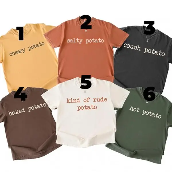 Comfort Color Matching Potato Silly Thanksgiving T-Shirt, Funny Couple Shirt, Sweet Couch Hot Baked Tater Potato Family Husband Wife, Thankful Gift