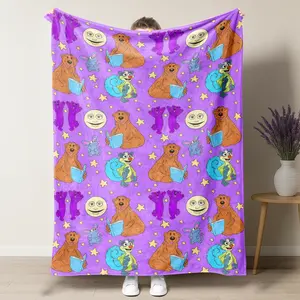 Bear in the Big Blue House Nostalgia Cartoon Soft Lightweight Blanket,Vintage 90s Retro Cartoon All Over Print Fleece Blanket For Couch Bed Nap,Perfect Throwback Gift For 90s Kids Childhood Fans & Cartoon Lovers
