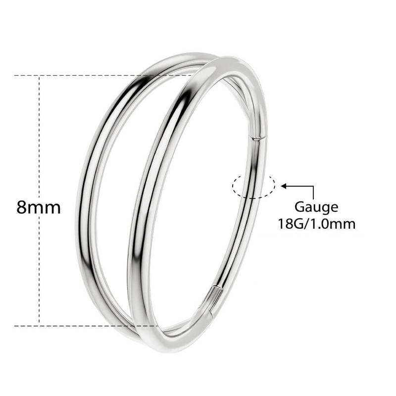 Oufer 20G/18G/16G Hinged Segment Double Rows Nose Nostril Piercing Hoop Ring Helix Conch Lobe Hoop Cartilage Hoop Ring 5mm 6mm 7mm 8mm 9mm 10mm 11mm 12mm 316L Stainless Steel