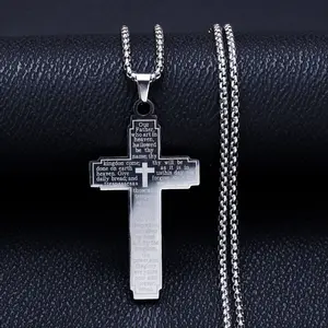 Christian Bible Cross Chain Necklace Perfect Gift for Men Boyfriend Son Husband Ideal for Special Occasions