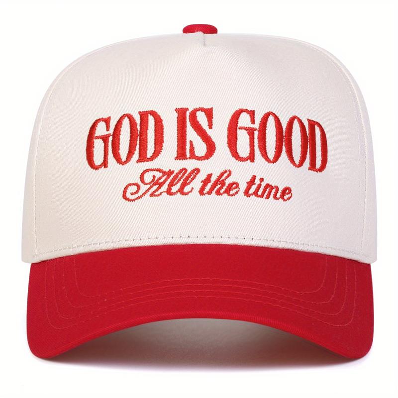 Unisex GOD IS GOOD Letter Embroidered Patchwork Five-sided Baseball Cap Outdoor Adjustable Sunscreen Leisure Hat Spring Autumn Travel Tourism Beach Vacation