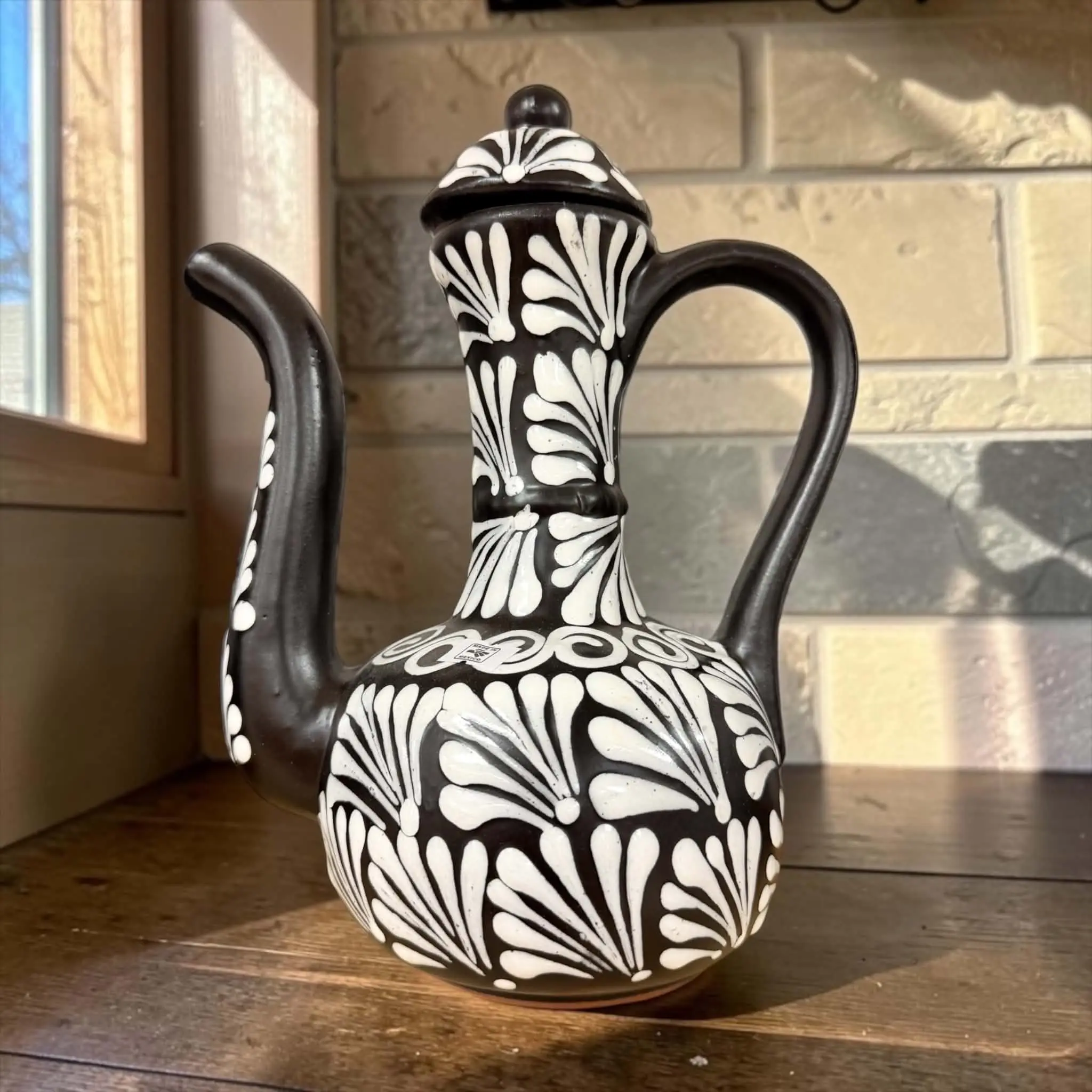 Handmade Terracotta Aladdin Style Pitcher; Pottery Pitcher