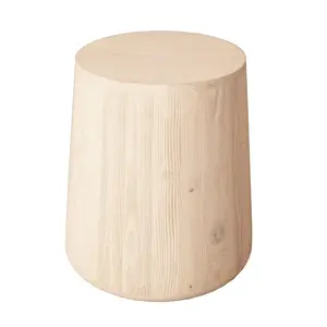 212 MAIN 18 in. Natural Solid Wood Circle End Table with Drum Base, Rustic Farmhouse Decor, Distressed (Model 523982), Circle End Tables
