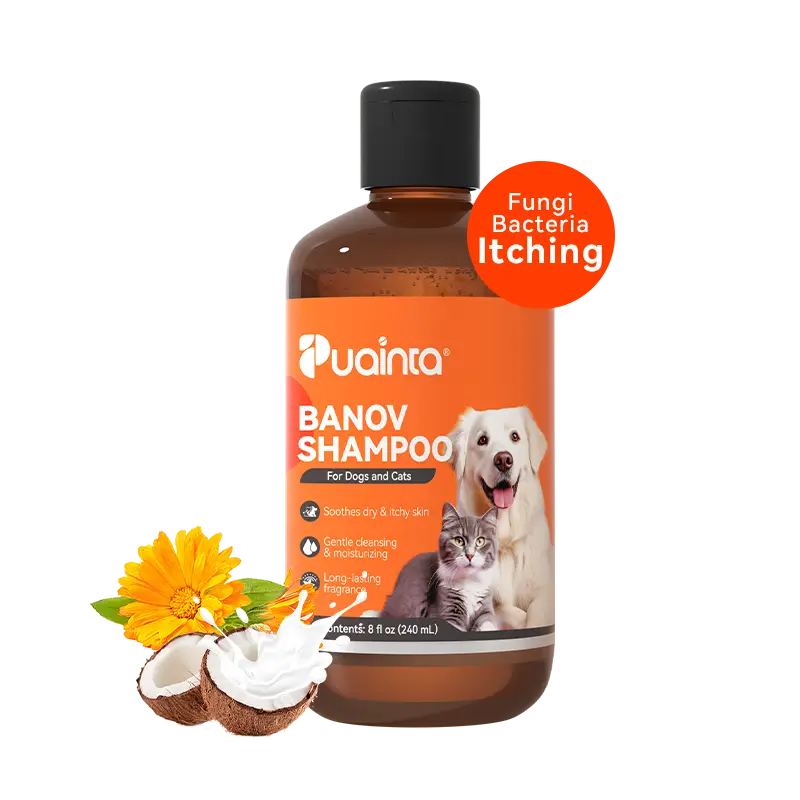 Puinta Banov Shampoo for Dogs & Cats - Natural Formula with Chamomile Rosemary & Coconut Oil for Dry Itchy Skin & Fur Problems