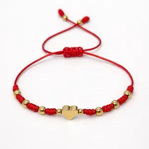 Red Heart Bracelet Adjustable Handmade Gift