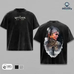 Witcher 3 Retro Gaming Graphic Tee Distressed Oversized Washed Shirt RPG Gamer Streetwear, Graphic Cotton Unisex Graphic T-Shirt Gamer Gift Gym Pump Cover