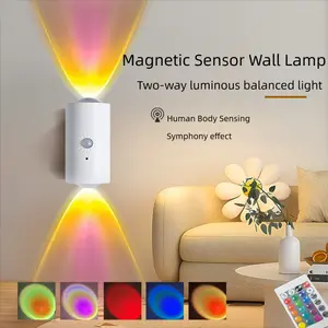 RGB Motion Sensor Wall Light, USB Rechargeable Smart LED Lamp, Home Indoor Corridor Automatic Stairs Magnetic Night Light