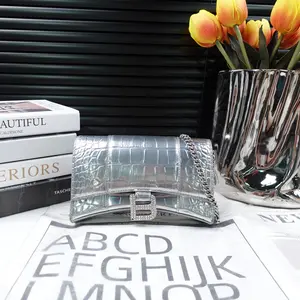 Pre-owned Balenciaga Calfskin Shoulder Bags Hourglass Silver Shoulder Bag T10255296