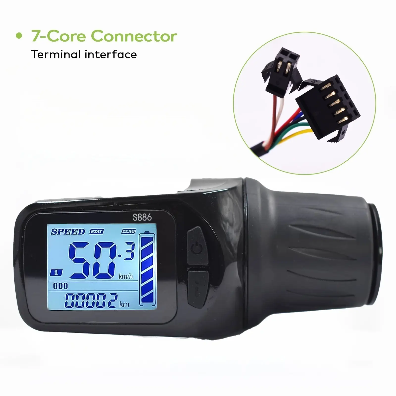S886 Sm7pin Half Handle Electric Bike Controller, Waterproof Color Display, Compatible Only with Uart 2 Protocol, Durable Design