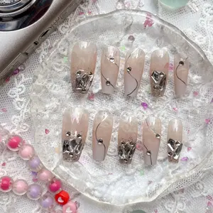Personalized Pink French Almond Press On Nails 3D Floral & Dot Accents Barbiecore Summer Nail Trend 2025 Cute Girly Manicure Glossy Handmade Reusable Perfect Fit