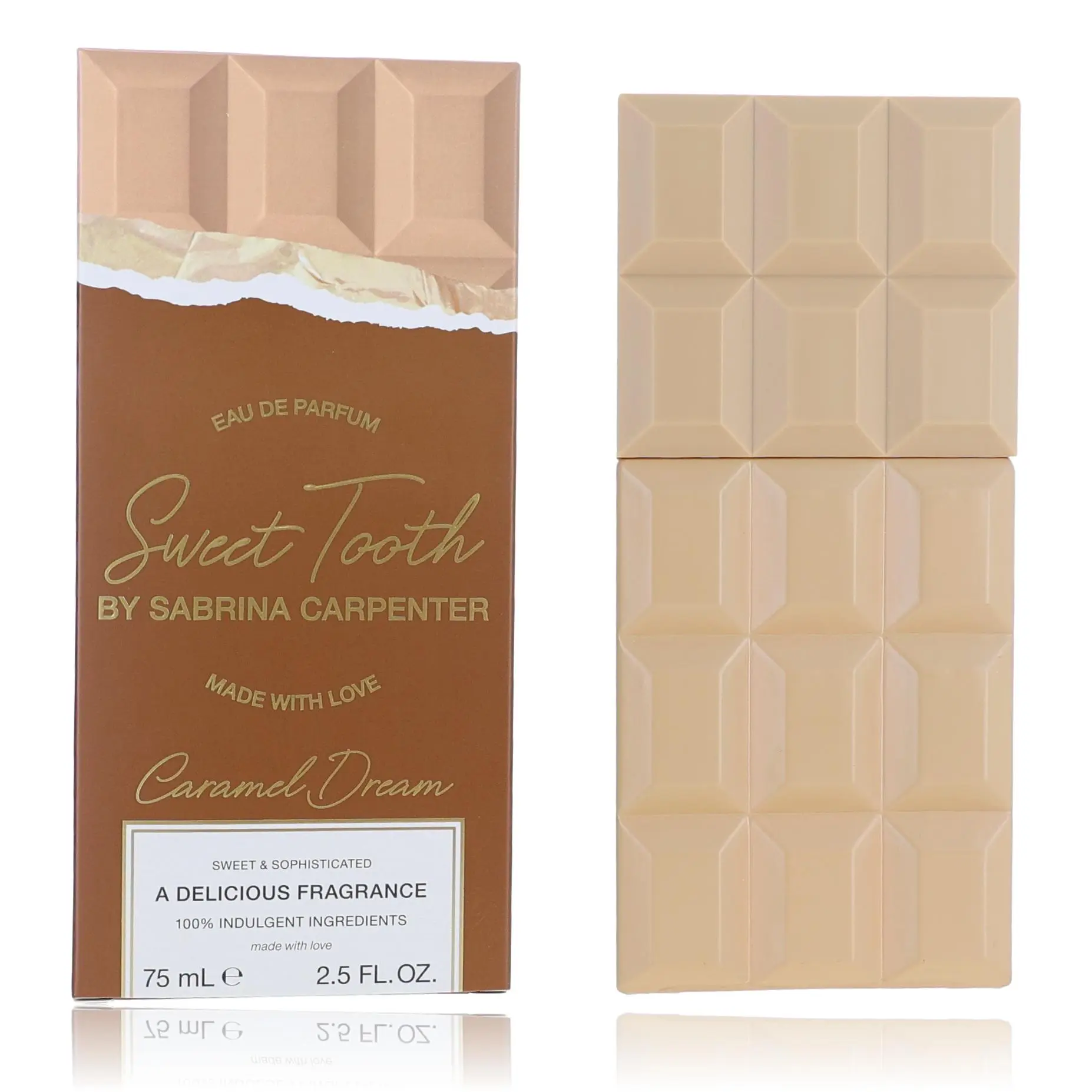 SC Sabrina Carpenter Sweet Tooth Caramel Dream Women's Eau de Parfum (EDP) - 2.5 oz, 75ml Bottle, Indulgent Delicious Chocolate Bar-Inspired Fragrance