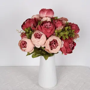 Artificial Peony Flower Bouquet, 1 Count Romantic Faux Flower Bouquet, Decorative Flowers for Home Party Wedding, Spring/Summer Decoration Home Decor Supplies, Peonies Bouquet for Flower Arrangement, Mother‘s Day Gift SummerVibes