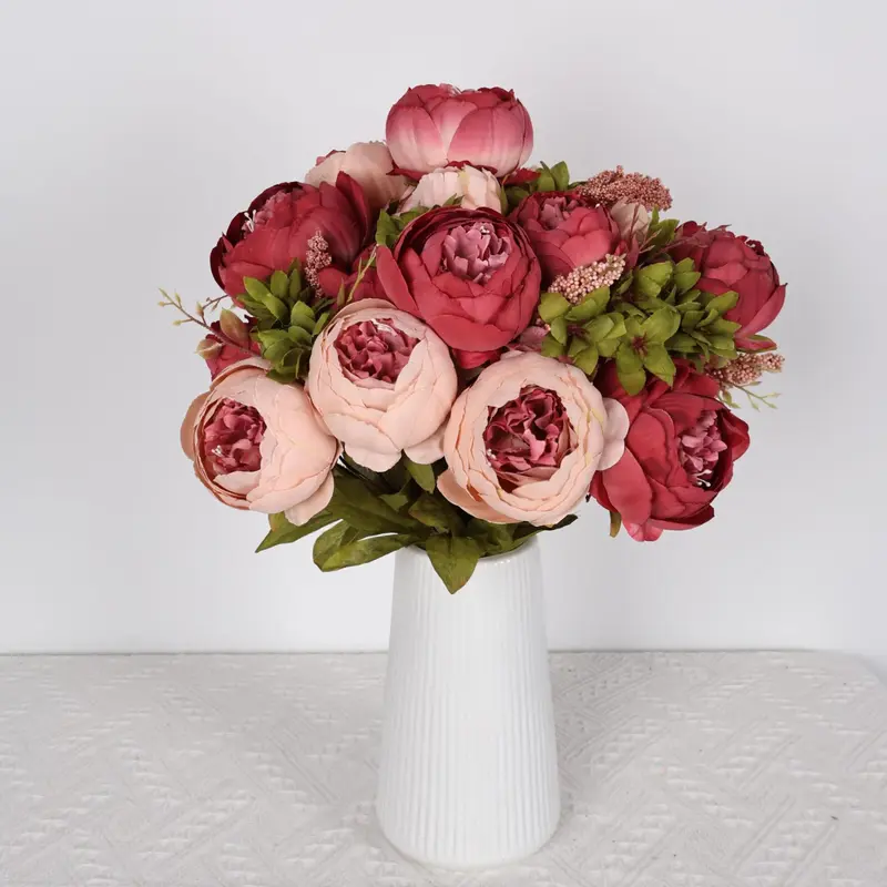 Artificial Peony Bouquet – 1 Pc Romantic Faux Flowers for Home, Party, Wedding Decor, Spring/Summer Home Decoration, Peony Bouquet for Flower Arrangement, Mother's Day Gift.