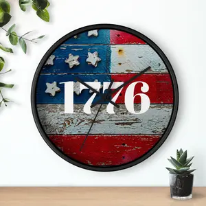 1776 American Flag Wall Clock | Rustic Patriotic Home Decor