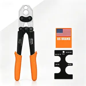 PEX Crimping Tool Kit 1/2 3/4 Inch, Crimp PEX Tool for Copper Rings with Go/No-Go Gauge, Meets ASTM F1807 Standard, Durable PEX Plumbing Tool for Crimping, Professional PEX Crimp Tool Combo