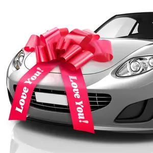 Zoe Deco Love You Car Bow (Red, 30 inch), Giant Gift Bow Pre-Printed with Love You, Big Bow for Car, Birthday Bow, Huge Car Bow, Car Bows, Big Bow for Gifts, Bow for Cars, Gift Wrapping