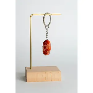 CARNELIAN RAW CRYSTAL KEYCHAIN – CREATIVITY, HAPPINESS & MOTIVATION STONE