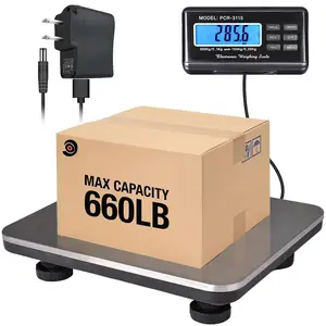 Shipping Scale 660lbs LCD Digital Platform Heavy Duty Portable Stainless Platform for Postal Shipping Scale Industrial Floor Scale W/ 14"X 12"