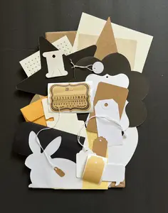 Junk Journal Neutral Paper Craft Kit - 25 Embellishment, Pockets, and Tag Pieces that Work with Any Artistic Style