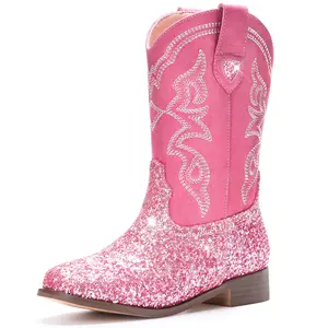 Cowboy Boots for Girls - Western Cowgirl Boots Unisex Mid Calf Riding Shoes for Toddler Little Kid/Big Kid