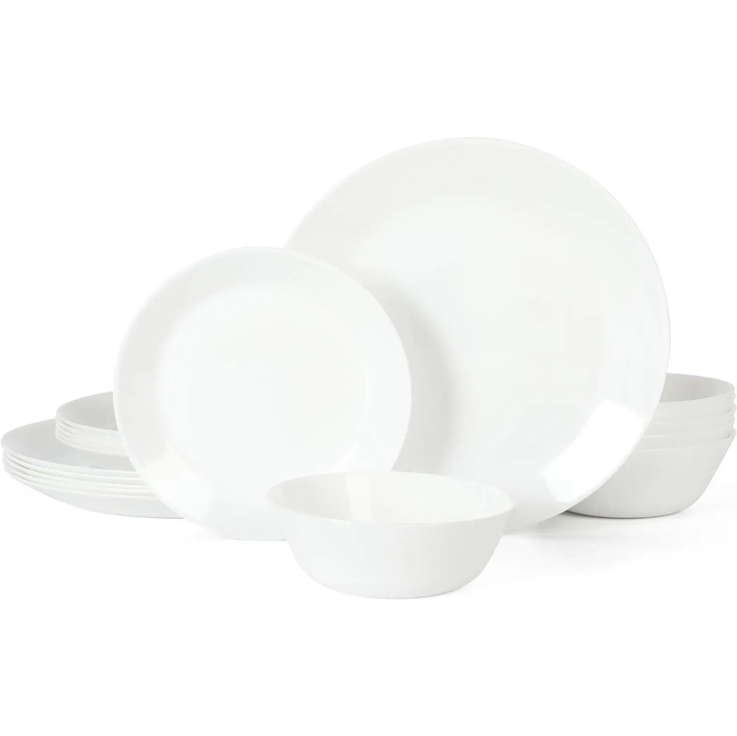 Martha Stewart Opalton 18 Piece Chip and Break Resistant Opal Glass Dinnerware Set