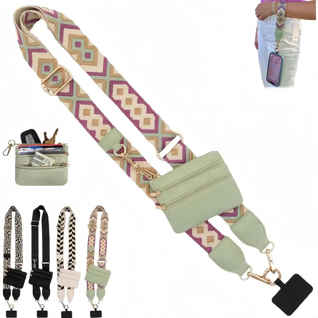 Phone Lanyard with Zippered Pouch, Phone Strap with Wallet Crossbody, Fashionable Phone Lanyard Crossbody for Women & Men