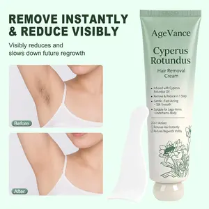 AgeVance Intimate Hair Removal Cream Fast 5-Min Action Dermatologist Tested Vegan Friendly / For Women Men Full Body Use Natural Extracts Gentle Depilatory