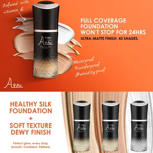 Aqpu Water Glow Foundation Liquid, Temperature Color Changing, Long Lasting Moisturizing, Waterproof Sweatproof, Full Coverage, All Skin Types, 40ML