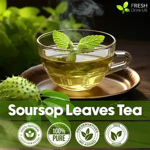 FRESHDRINKUS Soursop Leaf Tea, Premium 100% Natural Soursop Graviola Leaf Tea Bag, 1500 mg - No Sugar, Vegan, Non-GMO, Handmade - Vitamin