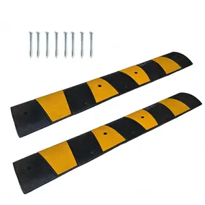 6FT Rubber Speed Bumps, 72" Heavy-Duty Speed Humps 22000 LBS Load Capacity with 8 Bolts for Parking Lots, Roads, Schools, Warehouses & Hotels