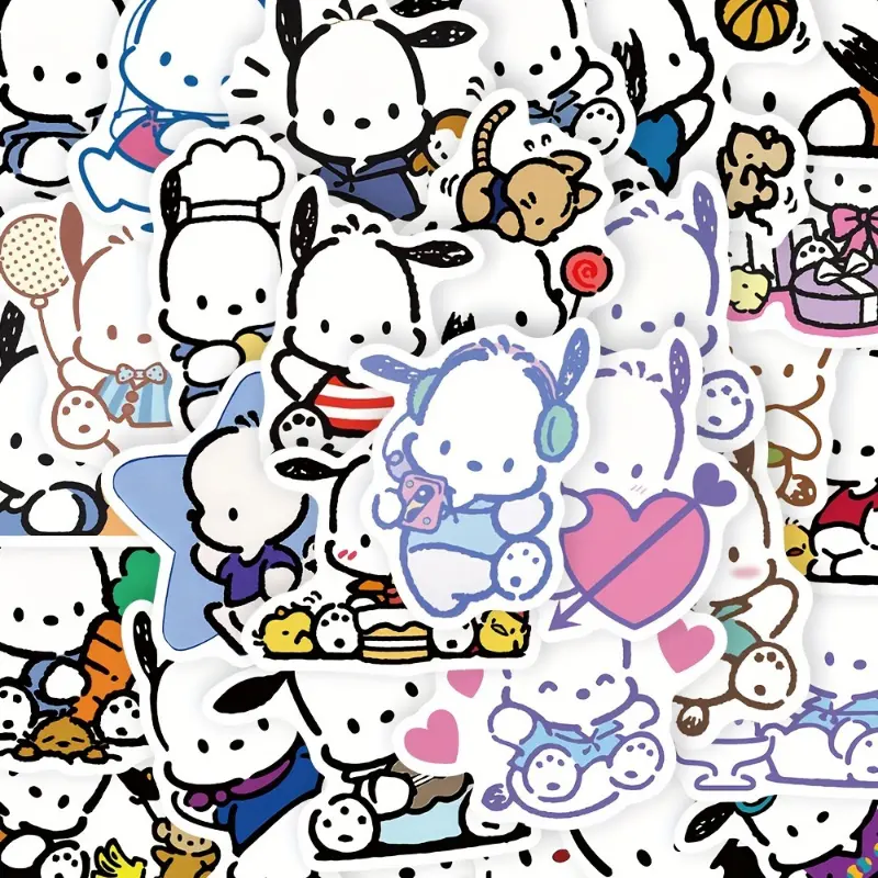 Sanrio Set of 50 Cute Cartoon Pochacco Dog Stickers - Waterproof PVC ...