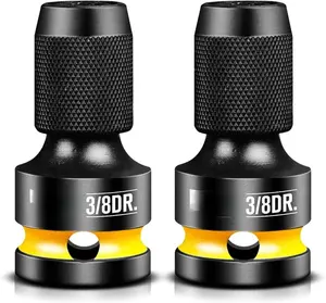 3/8-Inch Square Drive to 1/4-Inch Hex Socket Adapter, 2 count Quick Release Impact Bit Holder, for Impact Wrench Ratchet, CR-MO