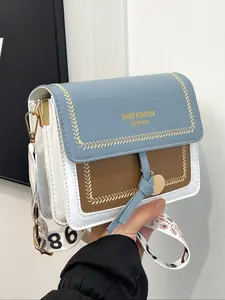 Women's Elegant Colorblock Crossbody Bag, Fashionable PU Leather Shoulder Bag for Daily Used, Casual Trendy Versatile High-quality Daily Commuting Bag, Colorblock Purse