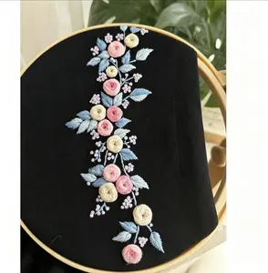 Floral embroidery kit for beginners — DIY handmade embroidery pattern with embroidery floss