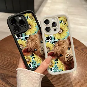 Cute Highland Cow Pattern TPU Phone Case for iPhone 17/16 15 14 Pro Max 13 12 11 Plus Shockproof Full Camera Protection Durable slim Silicone Cover Cellphone Protective Smartphone Casing