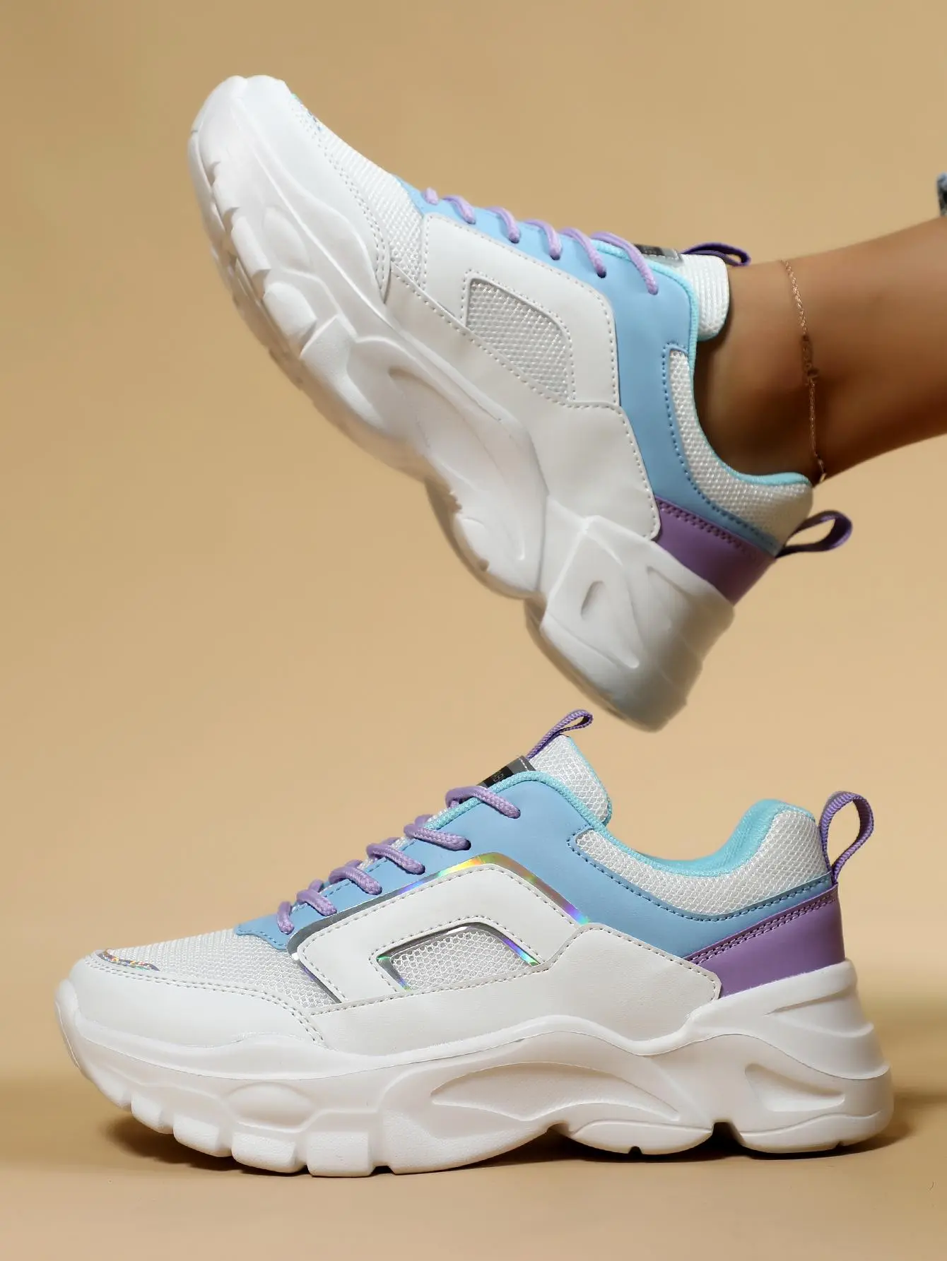 Women's Colorblock Platform Sneakers, Stylish Low Top Chunky Dad Shoes for Casual Street Style and All-Day Comfort, Colorblock Sneaker, Platform Casual Sneakers