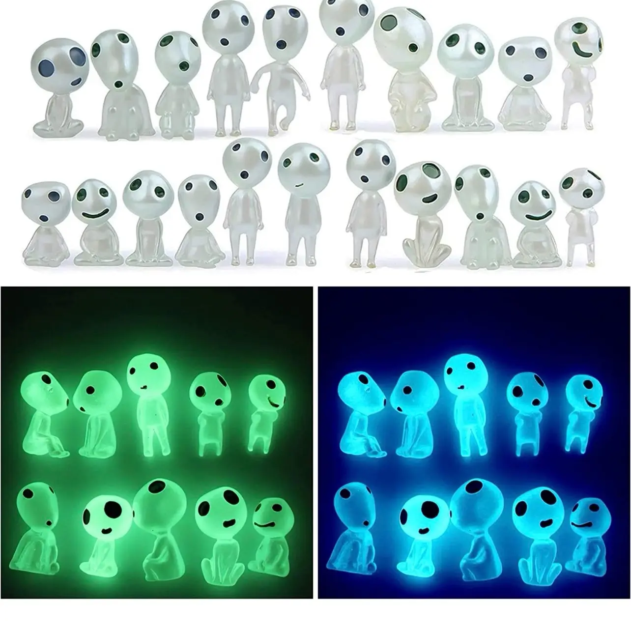 20 Pcs Glowing Luminous Ghost Tree Elves - Glow-in-Dark Fairy Garden Ornaments with Blue or Green Lighting, Miniature Decor Accessories for Home, Garden Supplies