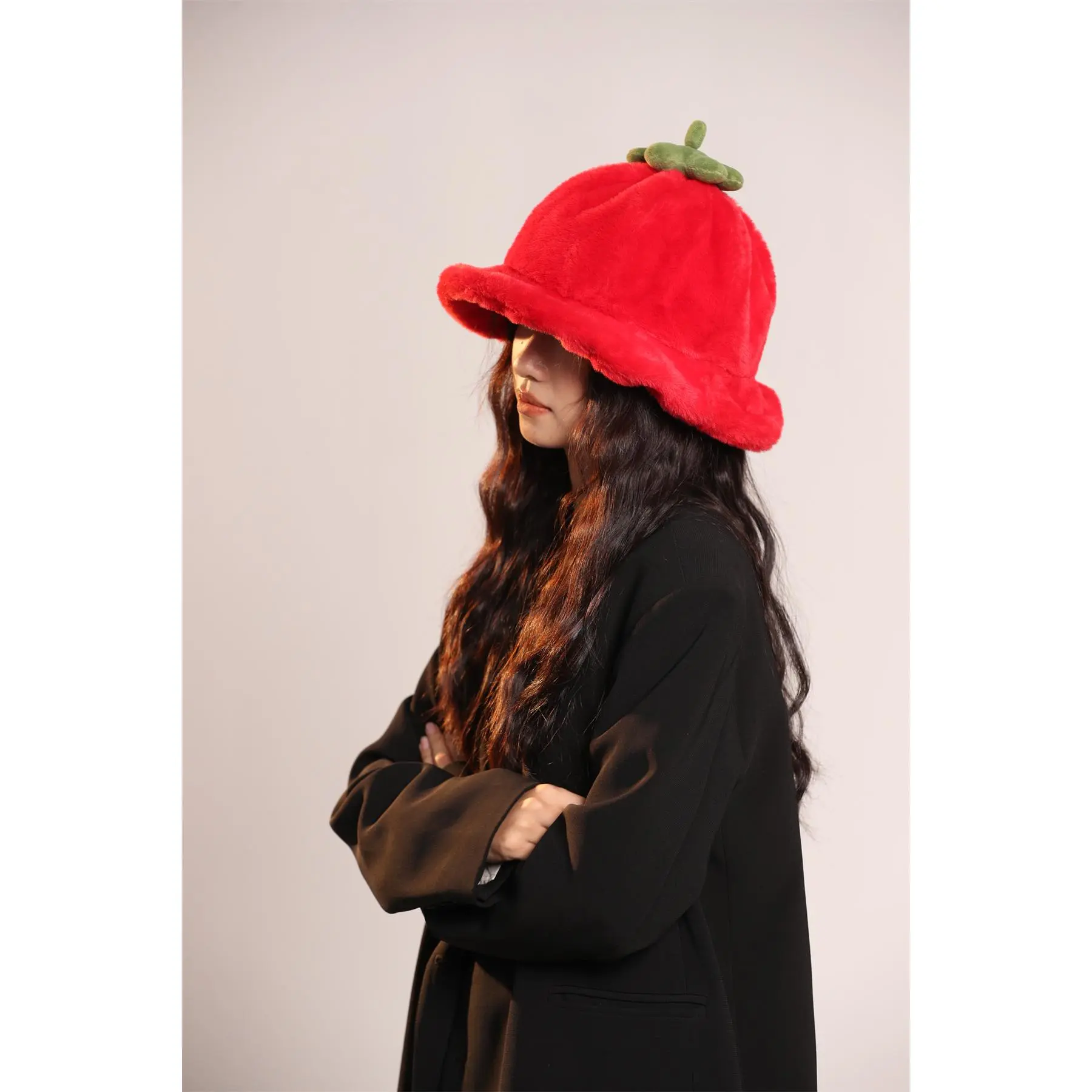 Autumn Winter New Fluffy Pumpkin Hat Cold-proof Warm Plush Fisherman Hat Trendy Style Pullover Hat Cute Design