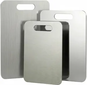 Stainless Steel Cutting Boards for Kitchen, 3 PCS Non Toxic Metal Chopping Board Set, Dishwasher Safe & Warp Proof (15.3"x11", 13.4"x9", 11.8"x7.9" Inch)