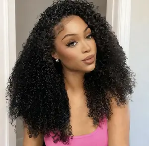 13x6 Kinky Curly Lace Front Wigs Human Hair HD Lace Frontal Wig Pre Plucked with Baby Hair 200 Density and 3 In 1 Half Wigs Kinky Curly Seamless Flip Over Human Hair Glueless Wear and Go Beginner Friendly Drawstring Wig for Women