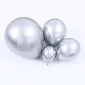 EASUTE Metallic Silver Latex Balloons 100Pcs Various Sizes 18/12/10/5 Inch Chrome Balloons for Birthday Valentine Baby Shower Wedding Anniversary Decorations