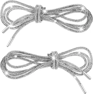 2 count  Shoe Laces for Sneakers, Glitter Shoe Laces Bling Shiny Hoodie String Replacement Sparkly Drawstring Shoes Strings Thick  Rope Shoes Lace Charms for Sweatpants Hoodies