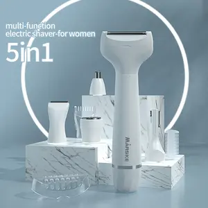 5 in 1 Facial Hair Removal and Bikini Hair Trimmer for Women, Nose Eyebrow pubic Hair Trimmer,Replaceable Electric Razors, Waterproof Electric Shaver Easy Cleaning, Women's Grooming Kit